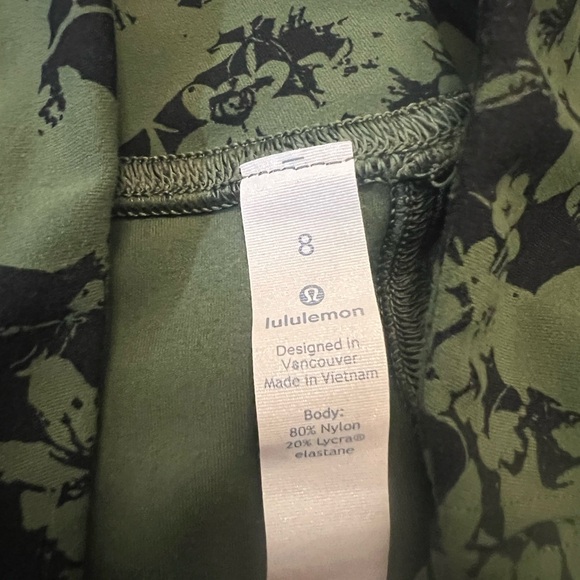 Lululemon All You Do Tight Efflorescent Barracks Green Black Size 8 Leggings - Picture 5 of 7